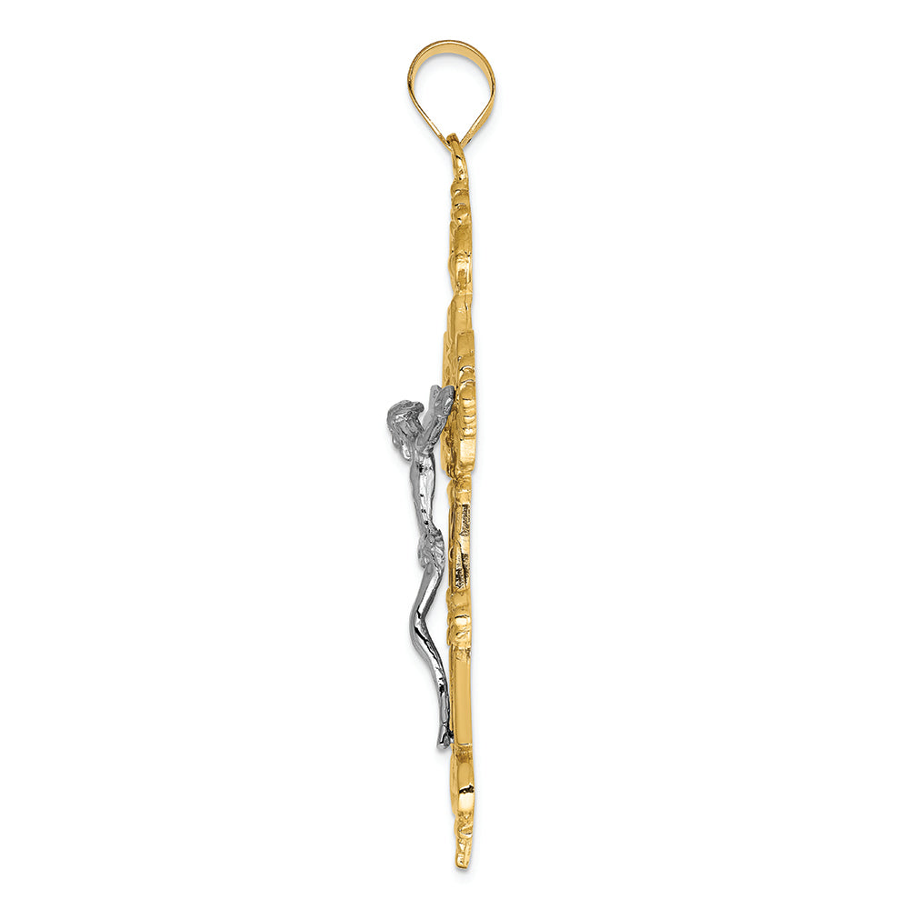 FJC Finejewelers 14k Two-tone Gold Inri Fleur De Lis Crucifix Charm