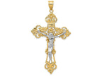 FJC Finejewelers 14k Two-tone Gold Inri Fleur De Lis Crucifix Charm