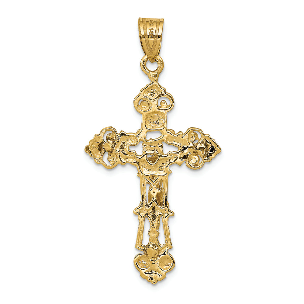 FJC Finejewelers 14k Yellow Gold Inri Fleur De Lis Crucifix Charm