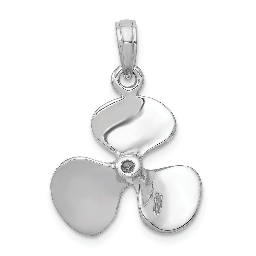FJC Finejewelers 14k White Gold White 3d Three Blade Propeller with Center Bead Charm