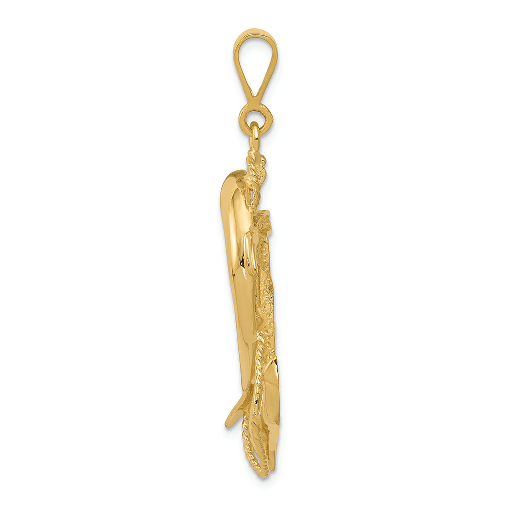 FJC Finejewelers 14k Yellow Gold Solid Polished Anchor with Dolphin Charm