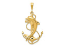 FJC Finejewelers 14k Yellow Gold Solid Polished Anchor with Dolphin Charm