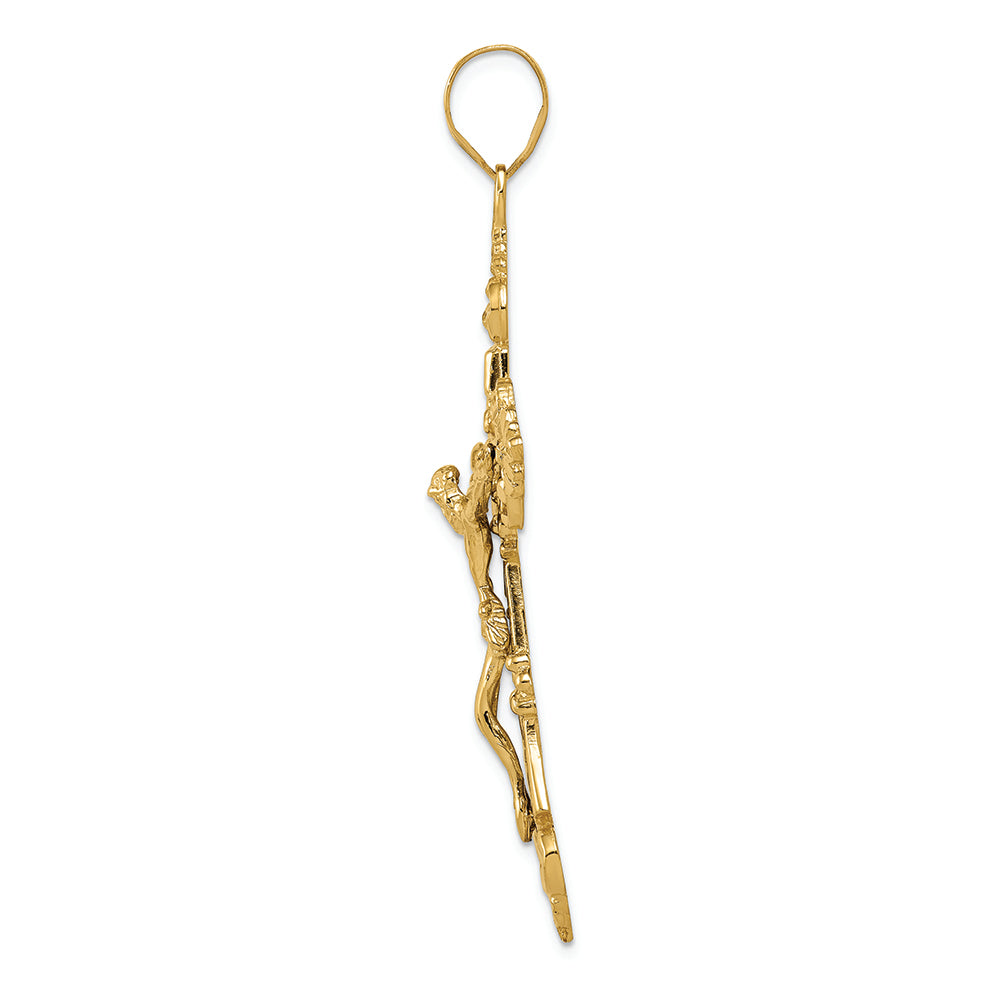 FJC Finejewelers 14k Yellow Gold Inri Fleur De Lis Crucifix Charm