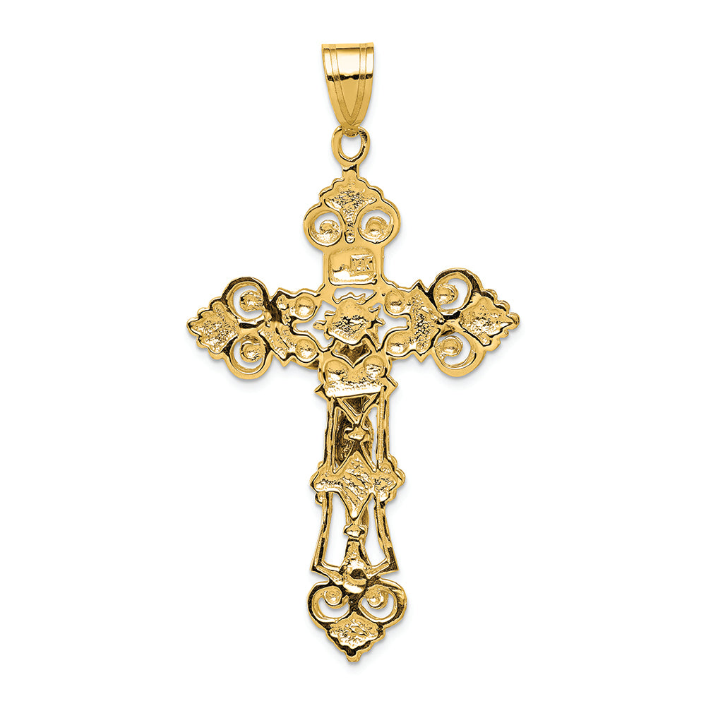 FJC Finejewelers 14k Yellow Gold Inri Fleur De Lis Crucifix Charm