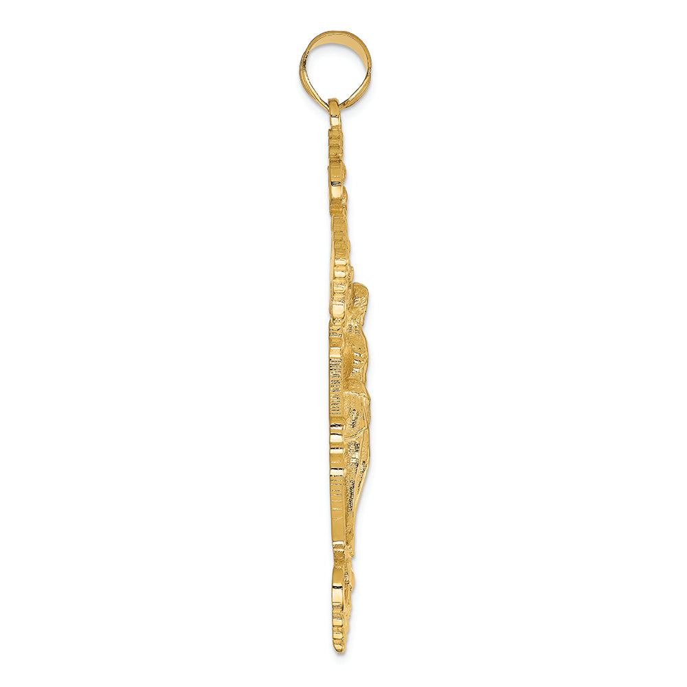 FJC Finejewelers 14k Yellow Gold Inri Fleur De Lis Crucifix Charm
