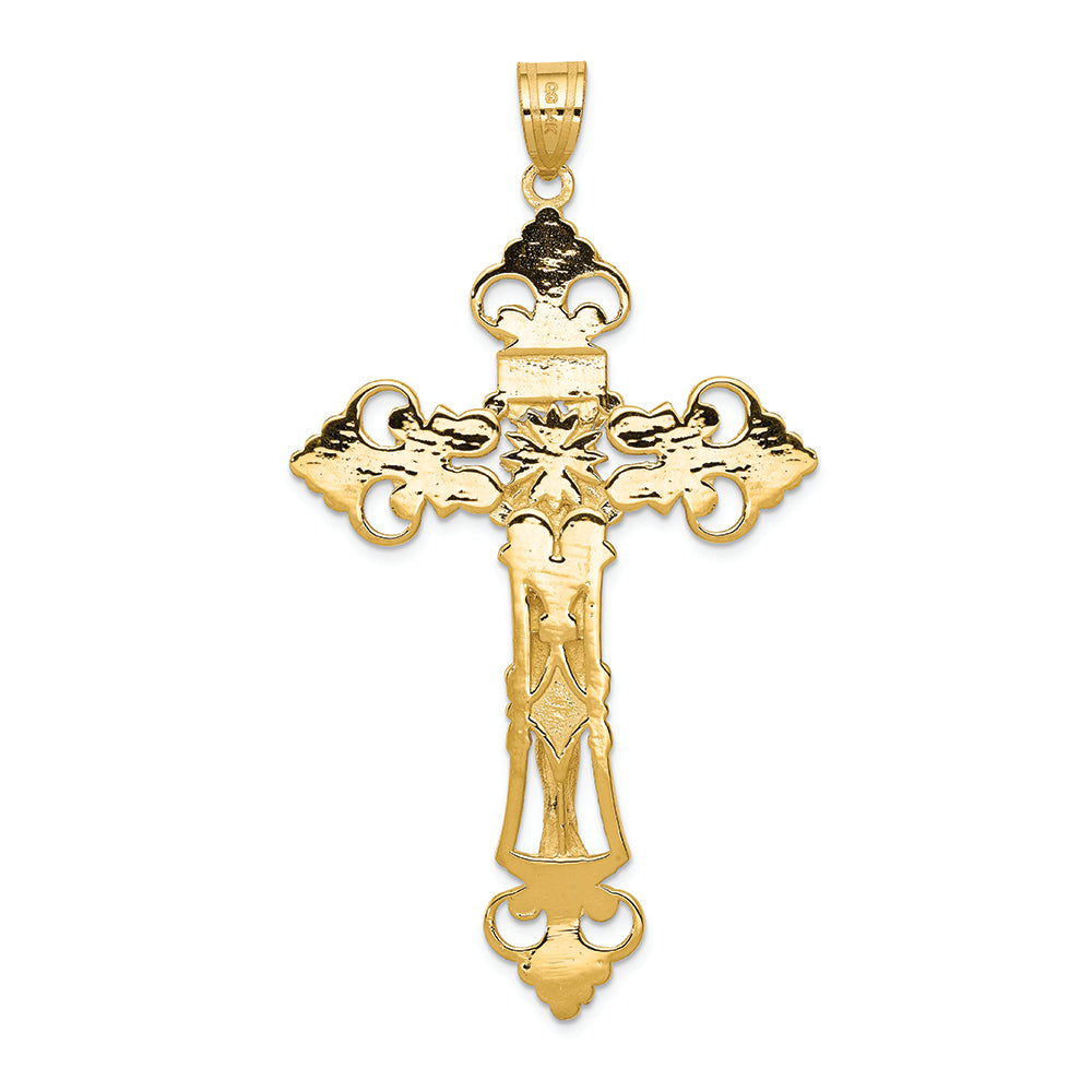 FJC Finejewelers 14k Yellow Gold Inri Fleur De Lis Crucifix Charm