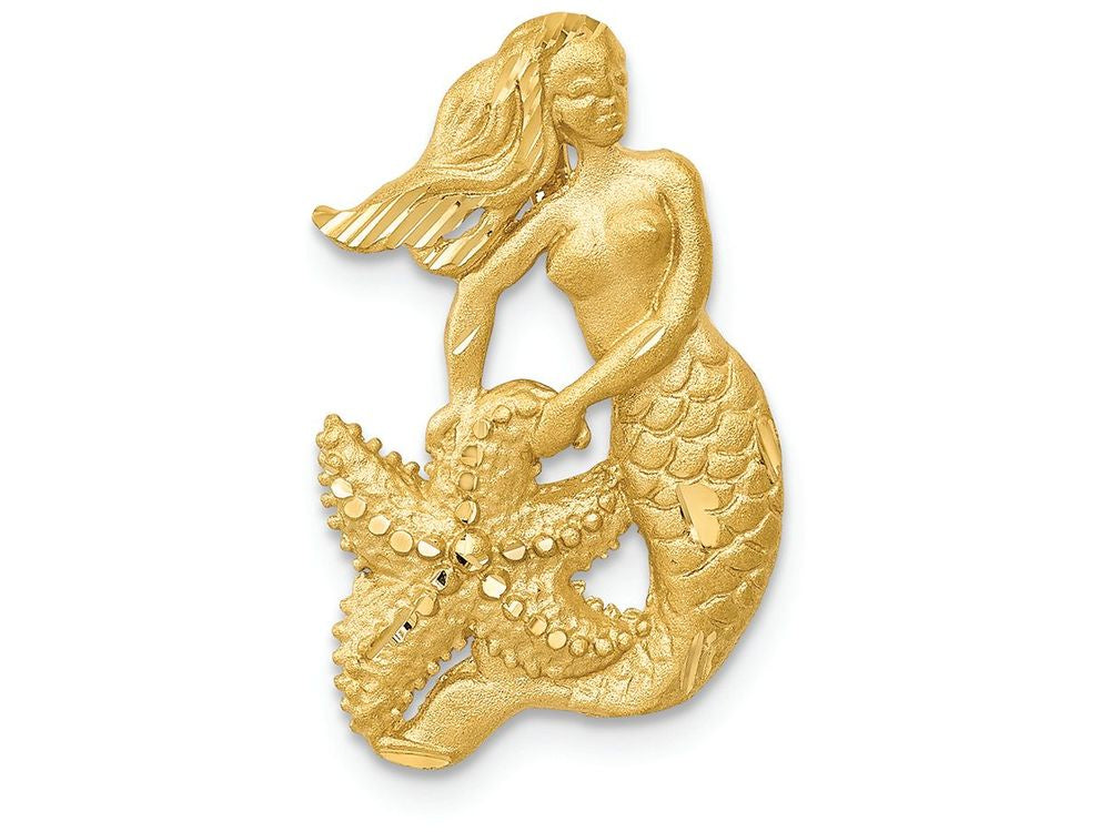 FJC Finejewelers 14k Yellow Gold Satin Bright Cut Open-backed Mermaid Charm