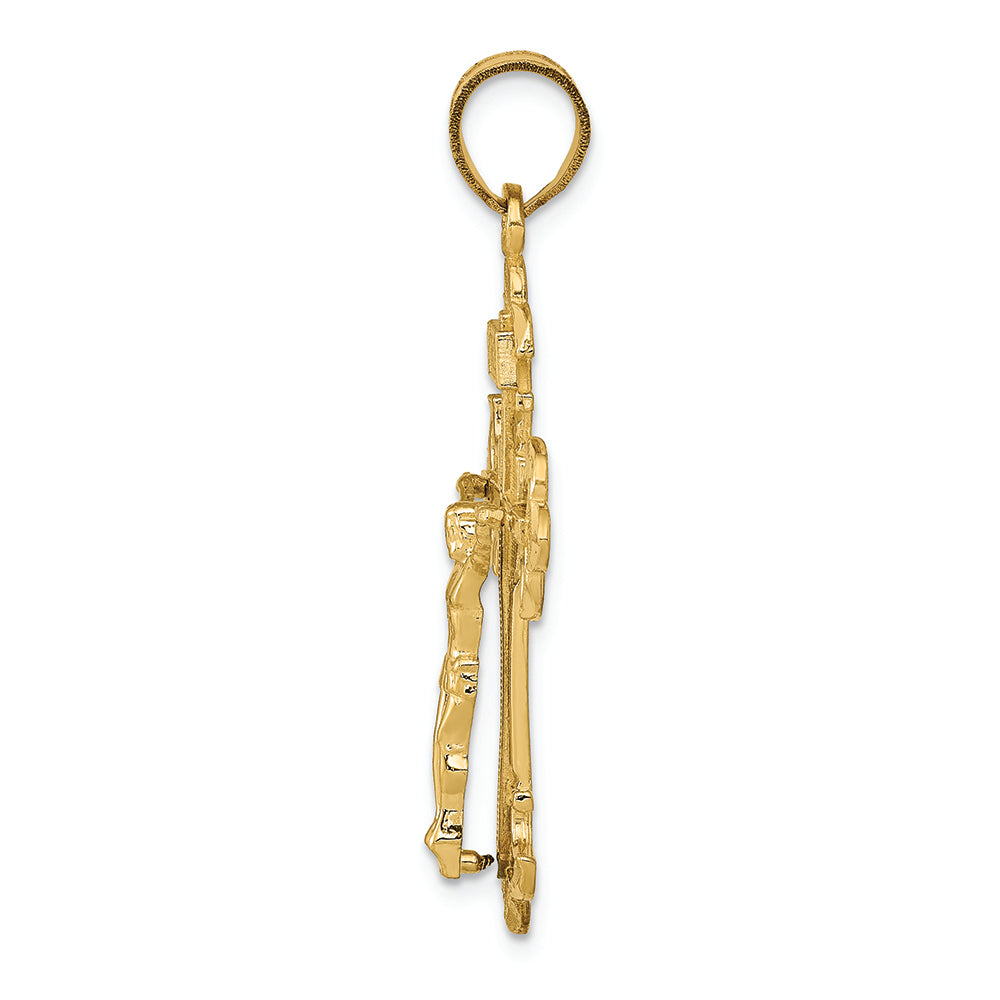 FJC Finejewelers 14k Yellow Gold Inri Fleur De Lis Crucifix Charm