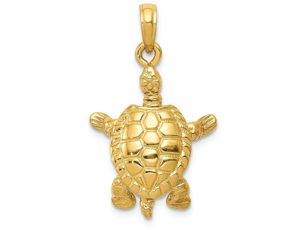 FJC Finejewelers 14k Yellow Gold Solid Polished 3d Moveable Turtle Charm