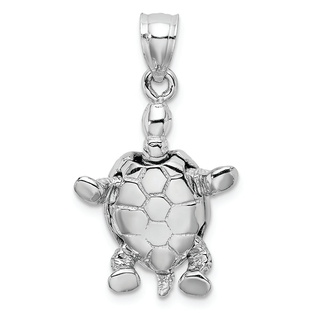 FJC Finejewelers 14k White Gold White 3d Land Turtle with Moveable Head Legs Charm