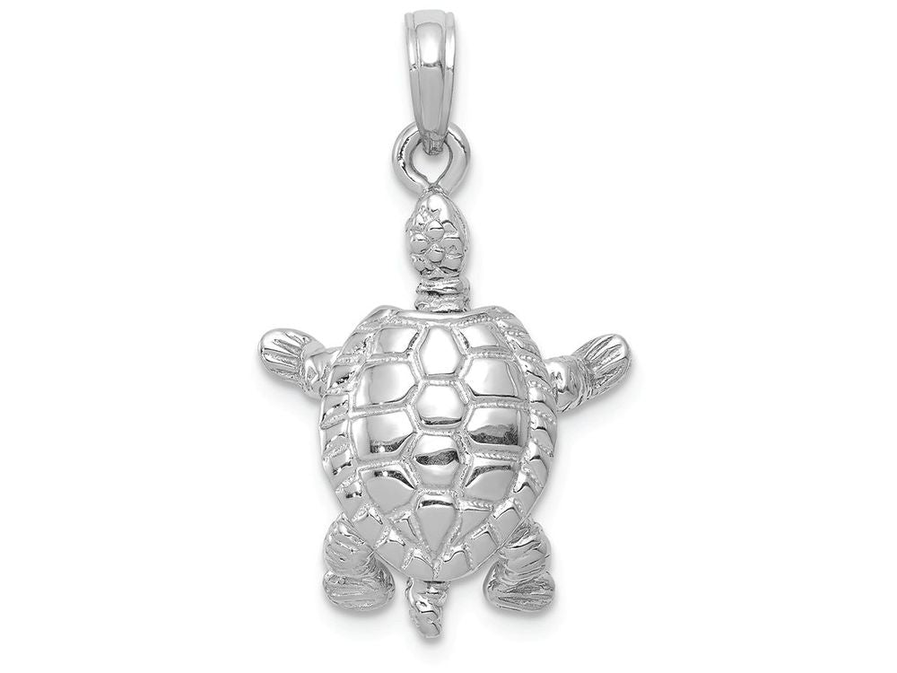 FJC Finejewelers 14k White Gold White 3d Land Turtle with Moveable Head Legs Charm