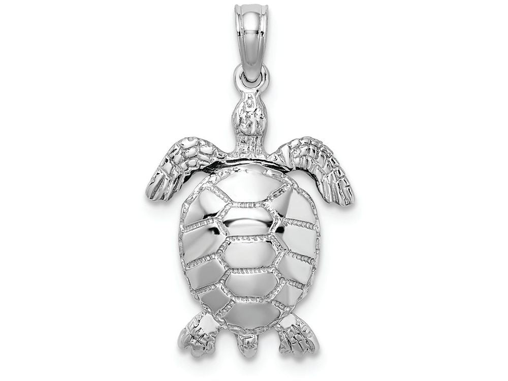 FJC Finejewelers 14k White Gold White 3d Moveable Sea Turtle Charm