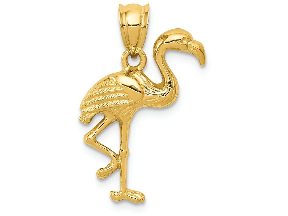 FJC Finejewelers 14k Yellow Gold Solid Polished Open-backed Flamingo Charm