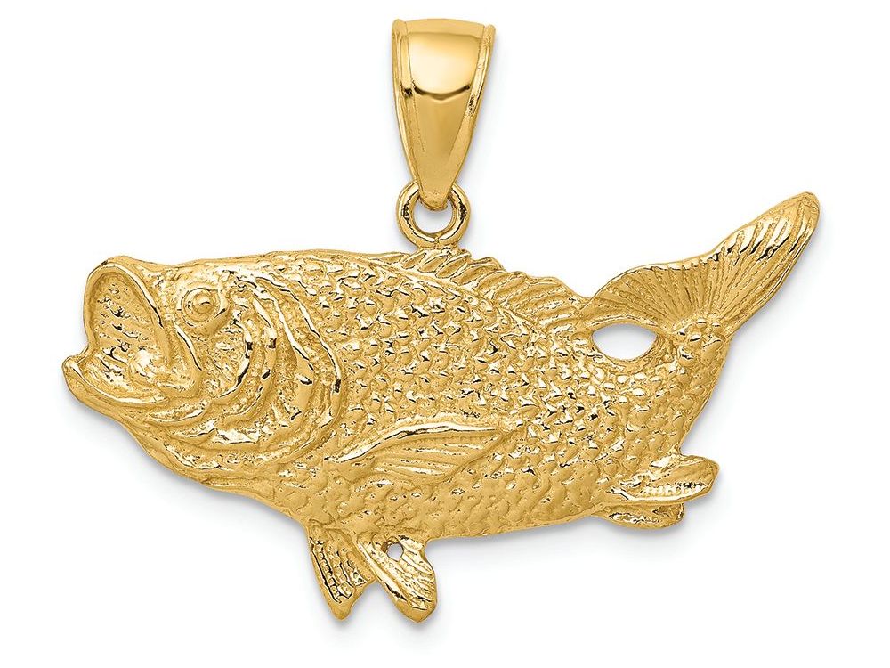 FJC Finejewelers 14k Yellow Gold Polished Open-backed Bass Fish Charm