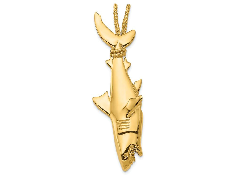 FJC Finejewelers 14k Yellow Gold Hollow Polished 3d Hanging Shark Charm