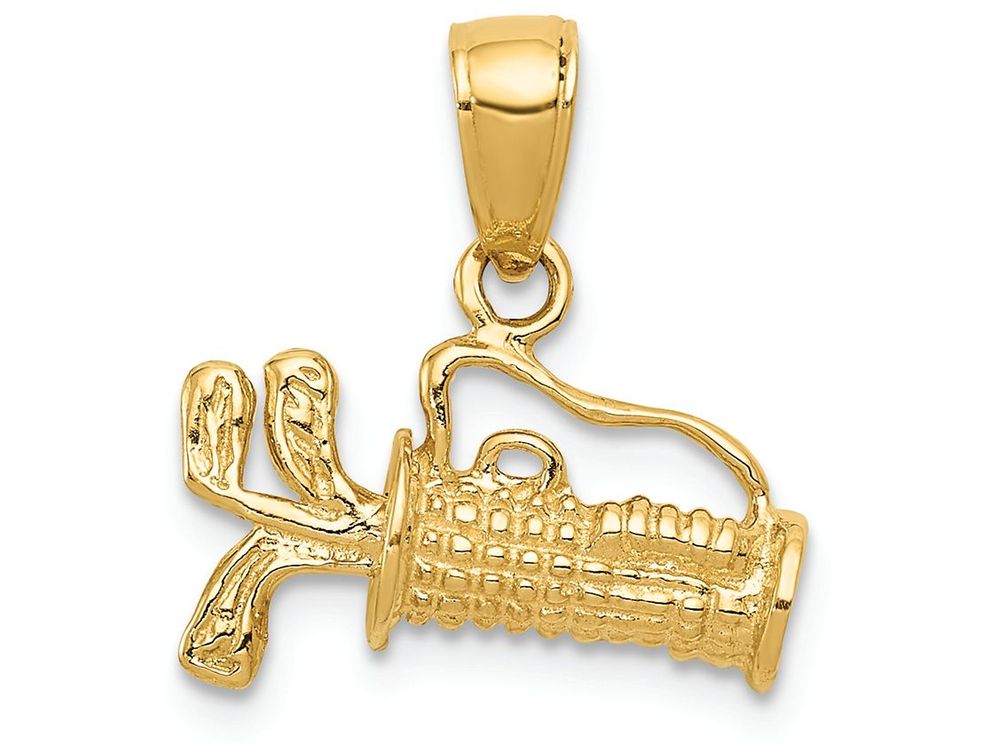 FJC Finejewelers 14k Yellow Gold Solid Polished 3d Golf Bag with Clubs Charm