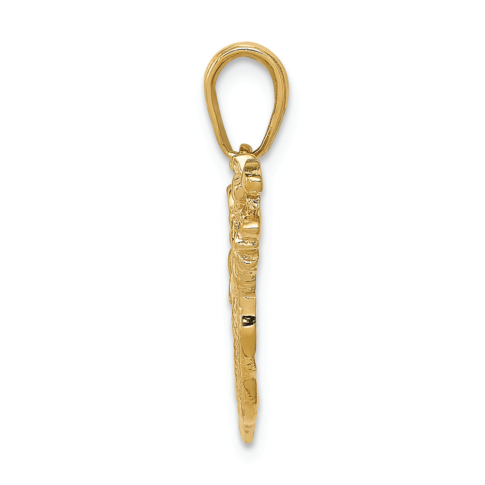 FJC Finejewelers 14k Yellow Gold Solid Polished Open-backed Golf Bag with Clubs Charm