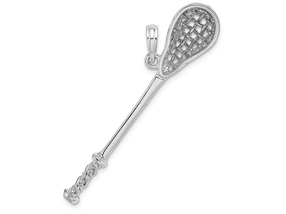 FJC Finejewelers 14k White Gold White 3d Lacrosse Stick Charm
