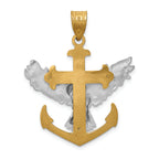 FJC Finejewelers 14k Two-tone Gold Mariners Cross with Eagle Charm