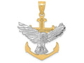 FJC Finejewelers 14k Two-tone Gold Mariners Cross with Eagle Charm