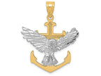 FJC Finejewelers 14k Two-tone Gold Mariners Cross with Eagle Charm