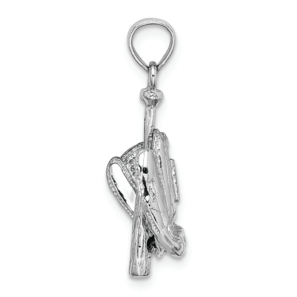 FJC Finejewelers 14k White Gold White 3d Baseball Glove  Bat Ball Charm