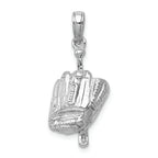 FJC Finejewelers 14k White Gold White 3d Baseball Glove  Bat Ball Charm