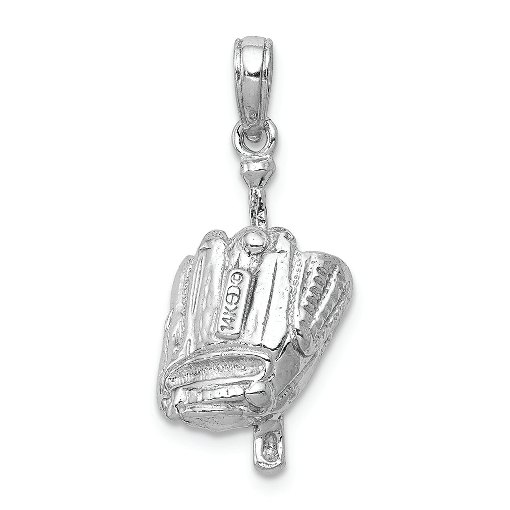 FJC Finejewelers 14k White Gold White 3d Baseball Glove  Bat Ball Charm