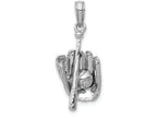 FJC Finejewelers 14k White Gold White 3d Baseball Glove  Bat Ball Charm