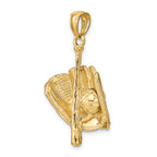 FJC Finejewelers 14k Yellow Gold Polished 3d Glovebatball Baseball Charm