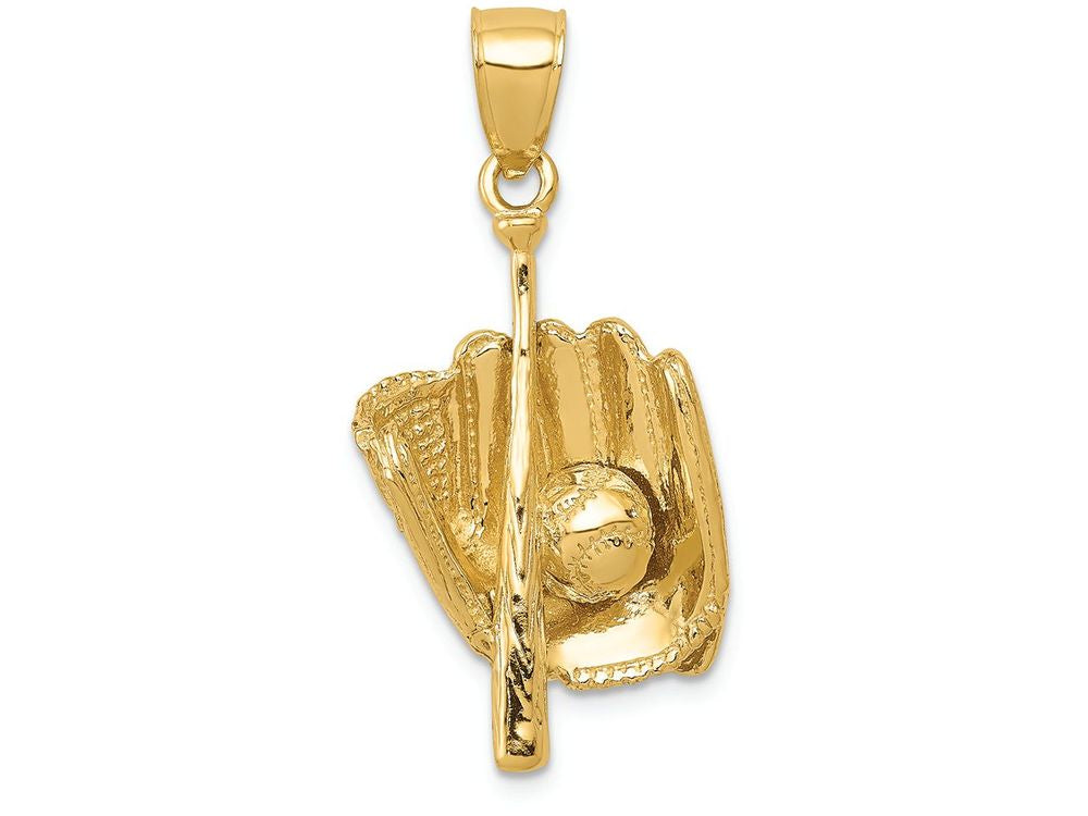 FJC Finejewelers 14k Yellow Gold Polished 3d Glovebatball Baseball Charm