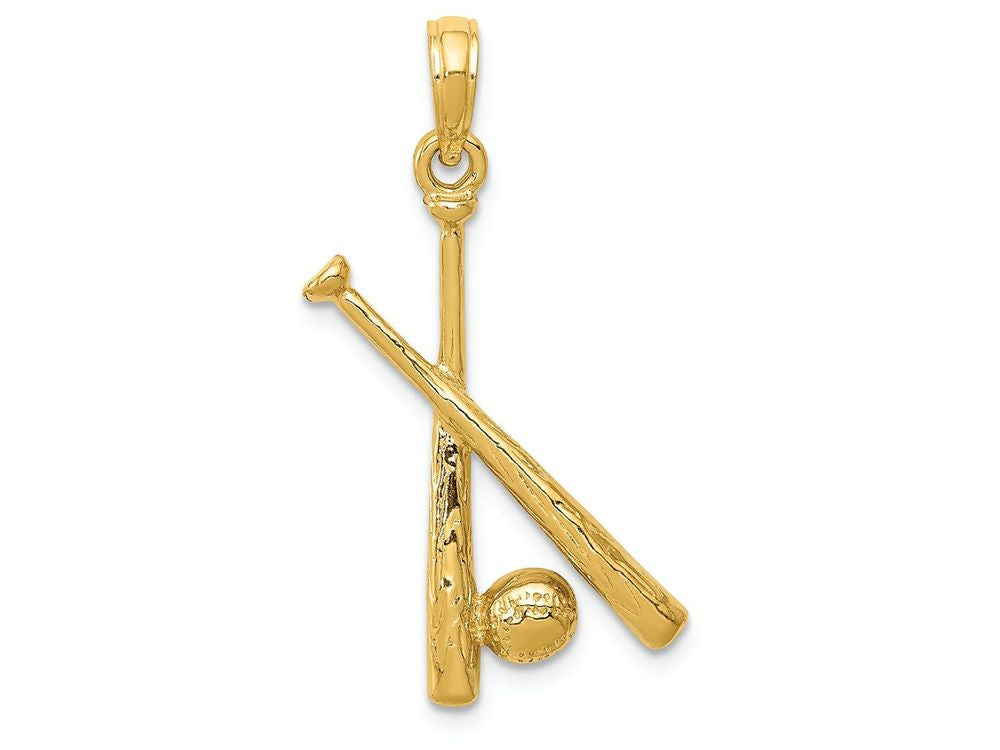 FJC Finejewelers 14k Yellow Gold Polished Open-backed Bats Ball Baseball Charm