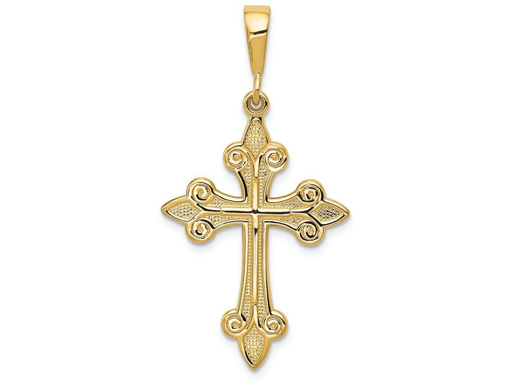 FJC Finejewelers 14k Yellow Gold Fleur De Lis Cross Charm