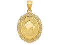 FJC Finejewelers 14k Yellow Gold Solid Satin Polished Taurus Zodiac Oval Charm
