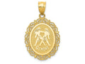 FJC Finejewelers 14k Yellow Gold Solid Satin Polished Gemini Zodiac Oval Charm