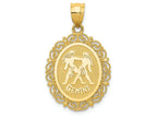 FJC Finejewelers 14k Yellow Gold Solid Satin Polished Gemini Zodiac Oval Charm