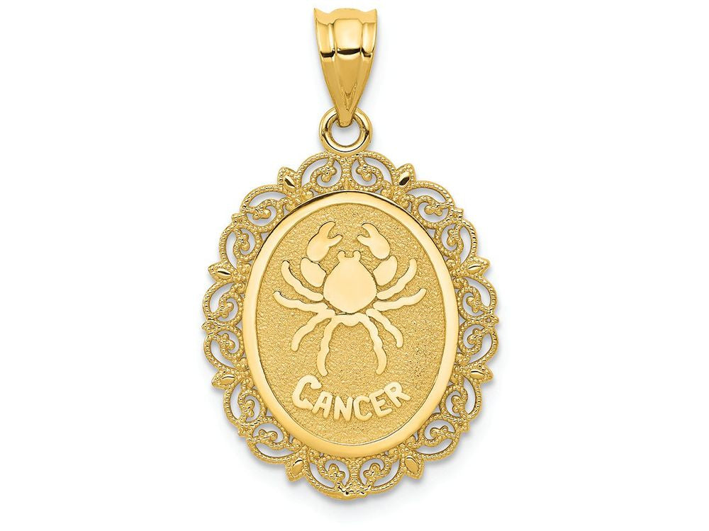 FJC Finejewelers 14k Yellow Gold Solid Satin Polished Cancer Zodiac Oval Charm