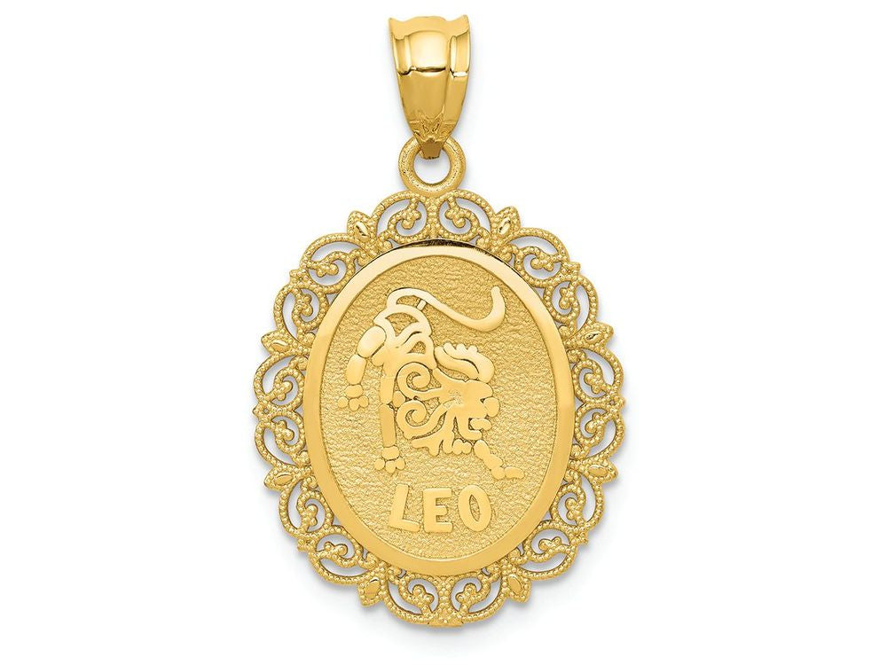 FJC Finejewelers 14k Yellow Gold Solid Satin Polished Leo Zodiac Oval Charm