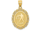 FJC Finejewelers 14k Yellow Gold Solid Satin Polished Libra Zodiac Oval Charm