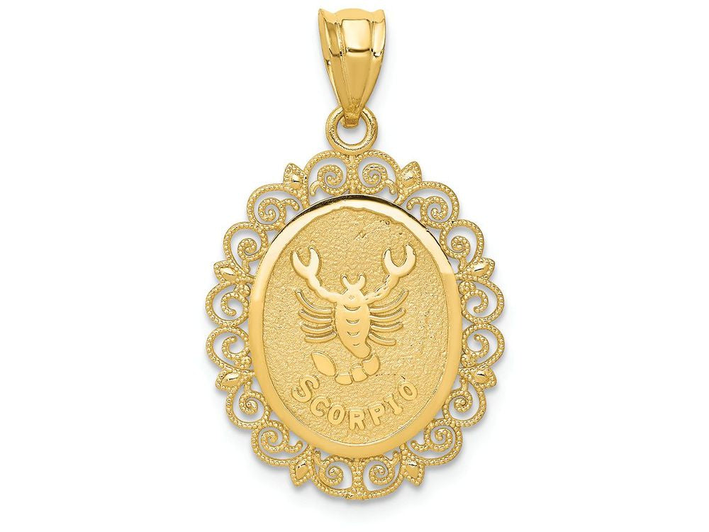 FJC Finejewelers 14k Yellow Gold Solid Satin Polished Scorpio Zodiac Oval Charm