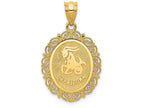 FJC Finejewelers 14k Yellow Gold Solid Satin Polished Capricorn Zodiac Oval Charm