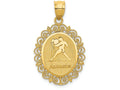 FJC Finejewelers 14k Yellow Gold Solid Satin Polished Aquarius Zodiac Oval Charm