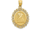 FJC Finejewelers 14k Yellow Gold Solid Satin Polished Aquarius Zodiac Oval Charm