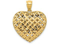 FJC Finejewelers 14k Two-tone Gold Filigree Basket Weave Reversible Heart Charm
