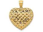 FJC Finejewelers 14k Two-tone Gold Filigree Basket Weave Reversible Heart Charm