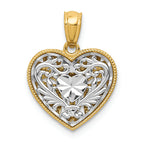 FJC Finejewelers 14k Two-tone Gold Reversible Filigree Heart Charm