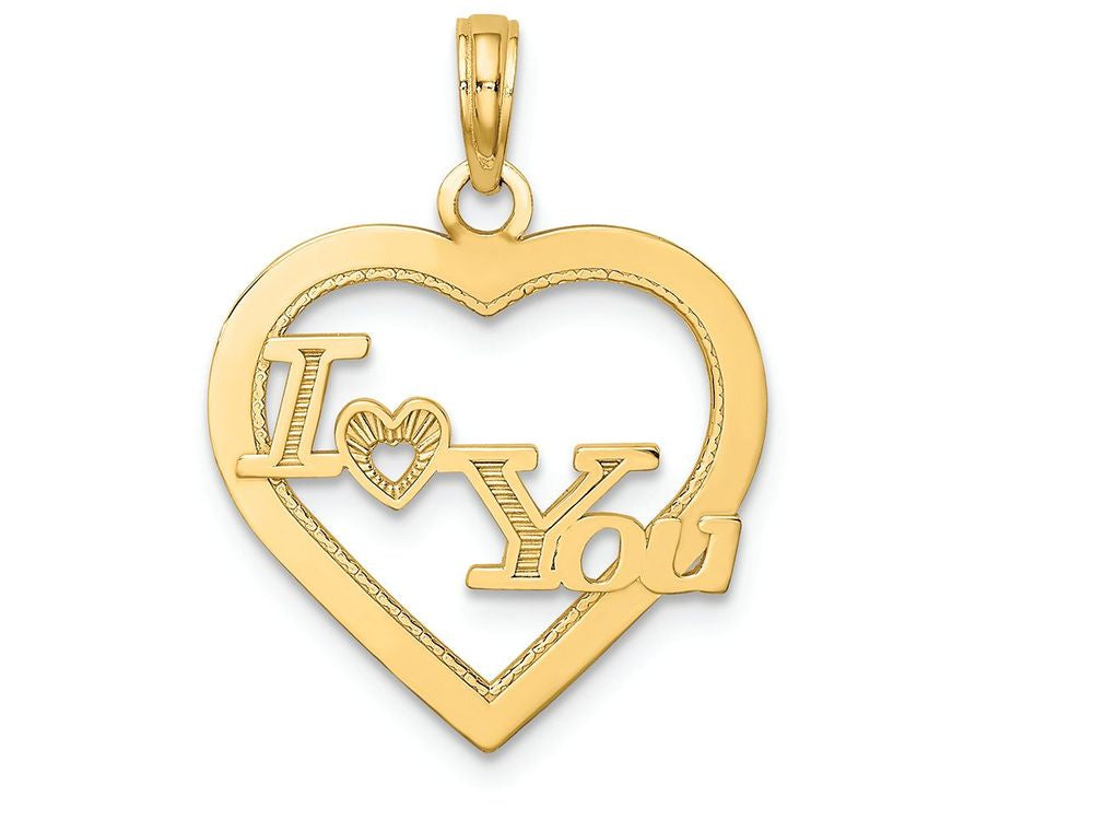 FJC Finejewelers 14k Yellow Gold I Heart You In Heart Frame Charm