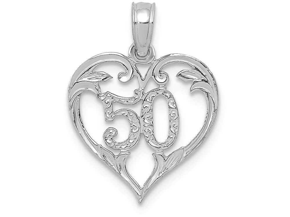 FJC Finejewelers 14k White Gold 50 In Heart Cut-out Charm