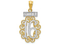 FJC Finejewelers 14k Yellow Gold with Rhodium Filigree Sweet 16 Charm