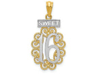 FJC Finejewelers 14k Yellow Gold with Rhodium Filigree Sweet 16 Charm